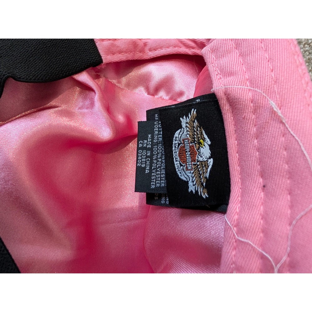 Harley-Davidson Womens Pink Leather Flat Cap Newsboy Hat Embroidered Logo - Picture 5 of 12
